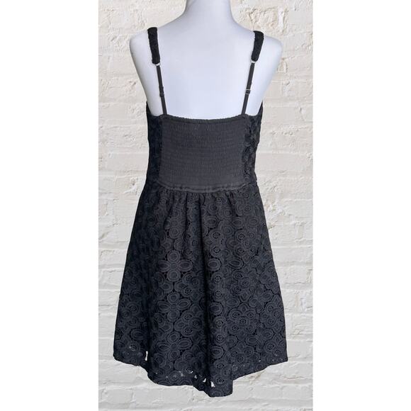 NWT Hollister Black Lace Crochet Mini Skater Dress Sz M Cute Goth Summer Boho - Picture 3 of 8
